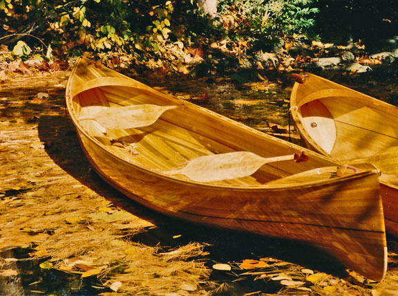 Wee Vera and Wee Two, Wood Strip, Double Paddle Canoes