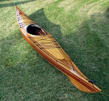 Disko Bay West Greenland style wood strip sea kayak designed by Rob 