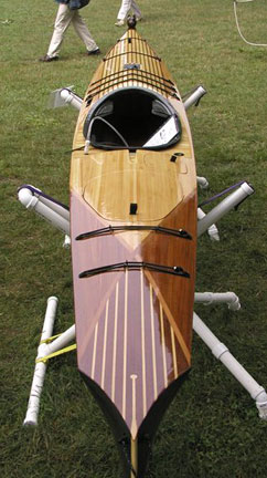 Fire Star wood strip kayak Aleutian Style Baidarka, baidarka plans 